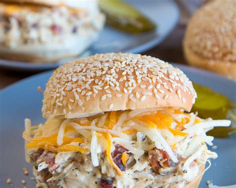 slow-cooker-chicken-bacon-ranch-sandwiches image