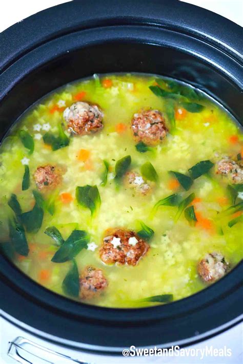 slow-cooker-italian-wedding-soup-sweet-and-savory image