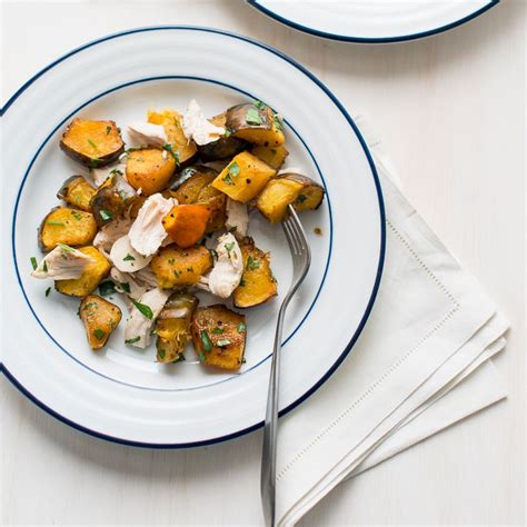 poached-chicken-and-roasted-acorn-squash-food image