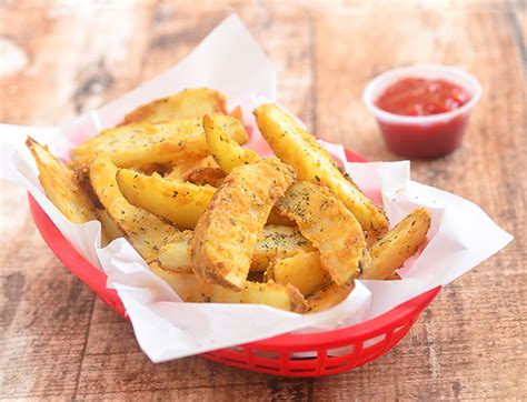 baked-parmesan-potato-wedges-onion-rings-and image