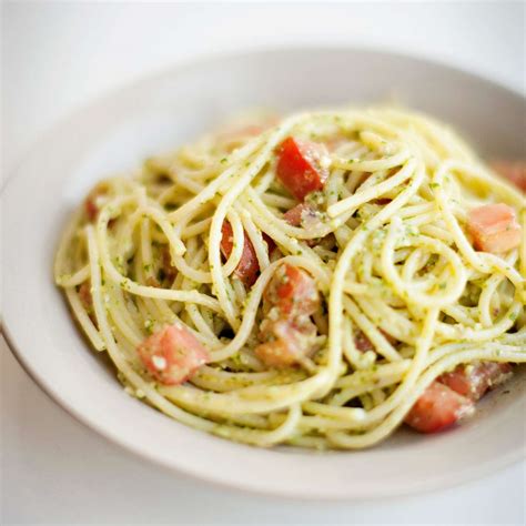 spaghetti-with-parsley-almond-pesto-food-wine image
