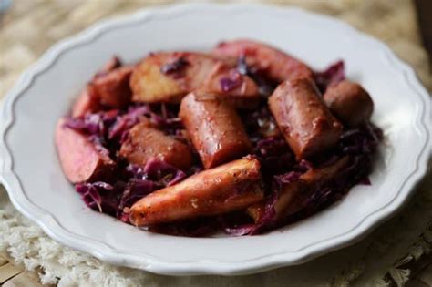 crock-pot-kielbasa-with-red-cabbage-and-apples image