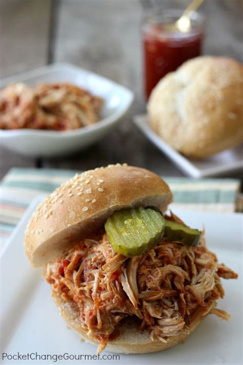 slow-cooker-pulled-barbecue-chicken-sandwiches image