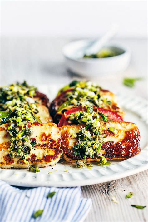 seared-halloumi-with-tomato-and-fresh-herbs image