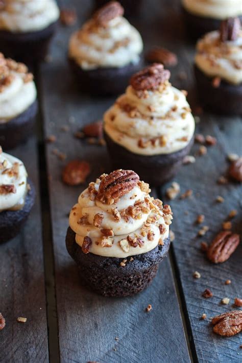 chocolate-bourbon-pecan-pie-cupcakes-with-butter image