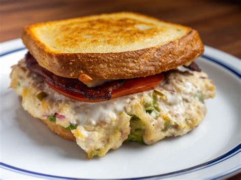 fully-loaded-tuna-melt-with-bacon-pickled-peppers image