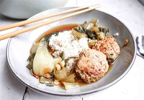 lions-head-asian-pork-meatballs-with-bok-choy image