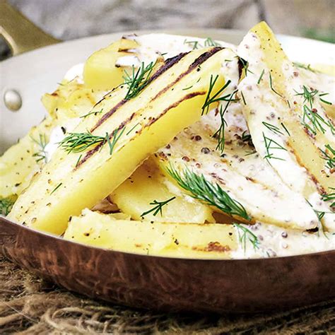 grilled-potato-salad-with-creme-fraiche-dressing-and-dill image