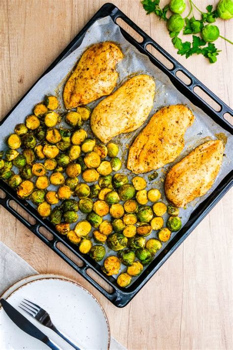 sheet-pan-roasted-brussels-sprouts-and-chicken image
