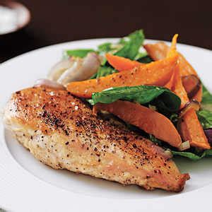 chicken-with-roasted-sweet-potato-salad-easy-salad image
