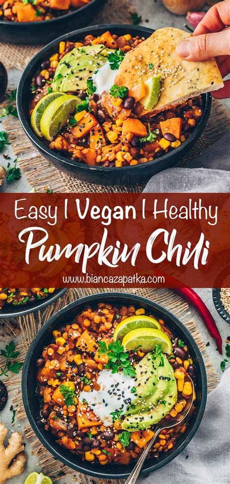 vegan-pumpkin-chili-with-lentils-and-beans-bianca image