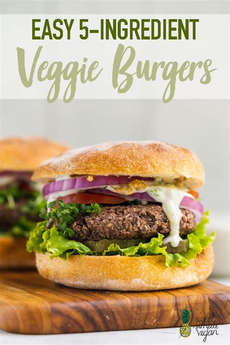 easy-5-ingredient-veggie-burgers-sweet-simple-vegan image