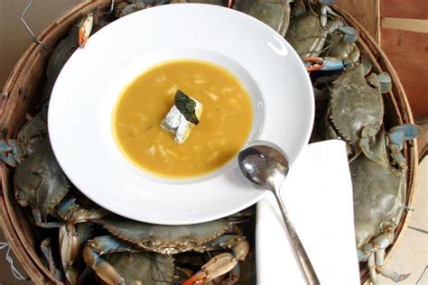 blue-crab-and-melon-soup-with-nori-crme-frache image