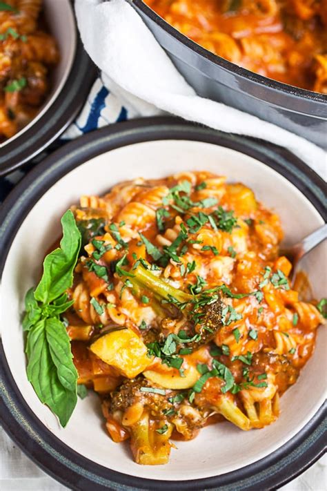 one-pot-veggie-pasta-recipe-gluten-free-the-rustic image