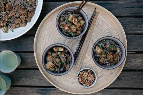 miso-eggplant-with-soba-noodles-and-walnuts-food image