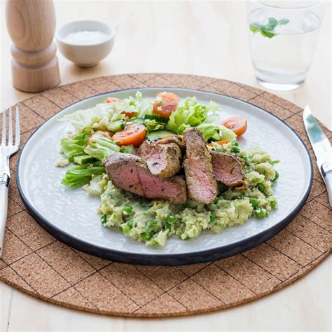 herbed-lamb-steaks-with-kumara-mash-and-garden-salad image