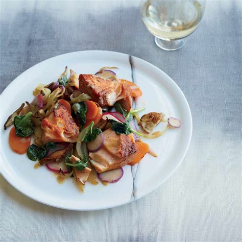 smoky-salmon-with-miso-dressed-vegetables image