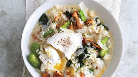 spring-vegetable-risotto-with-poached-eggs-bon image