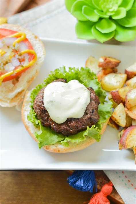 beef-dill-burgers-with-lemon-dill-mayo-clean-eating image