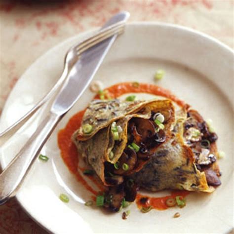 scallion-wild-rice-crepes-with-mushroom-filling-and-red image
