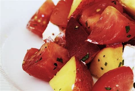 tomato-and-peach-salad-with-goat-cheese image