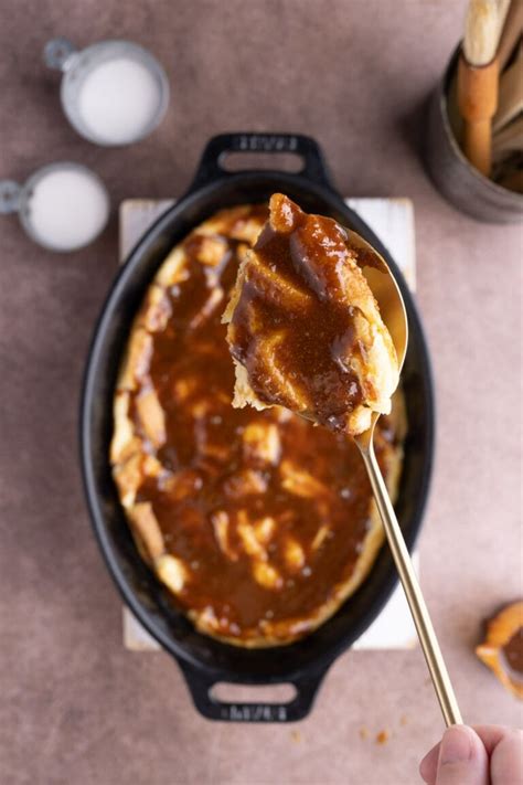 easy-bread-pudding-with-caramel-sauce-marleys-menu image