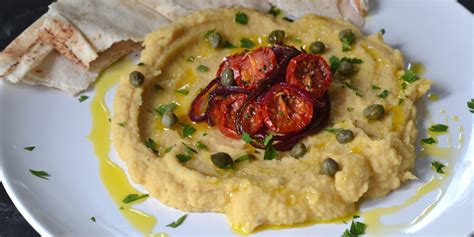 yellow-split-pea-pure-recipe-with-roasted-tomatoes image