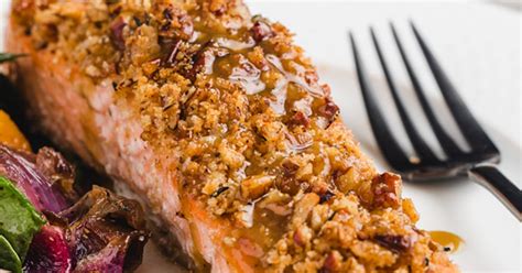 pecan-crusted-salmon-with-dijon-maple-bourbon-glaze image