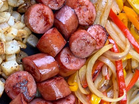 smoked-sausage-peppers-onions-potatoes-skillet image