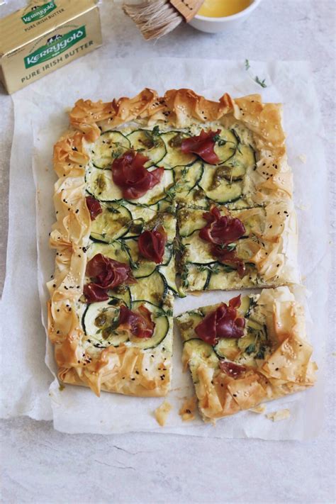 courgette-and-ricotta-filo-pastry-tart image