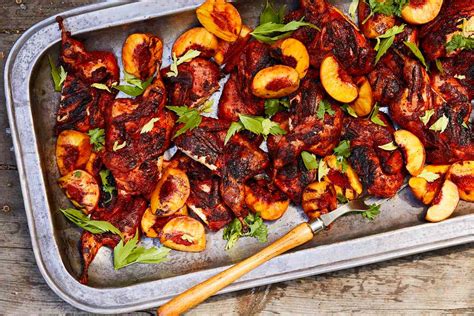 achiote-marinated-quail-with-grilled-peaches image