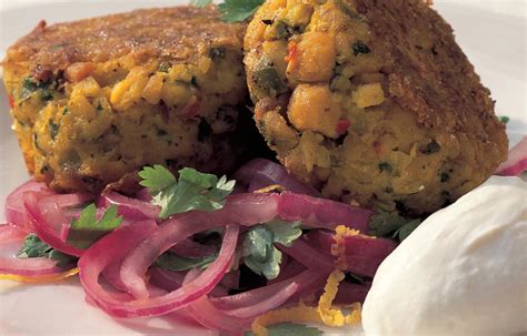 spiced-chickpea-cakes-with-red-onion-and-coriander-salad image