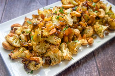 delicious-roasted-cauliflower-with-cashews-and-raisins image