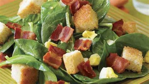 warm-spinach-salad-with-eggs-bacon-croutons image