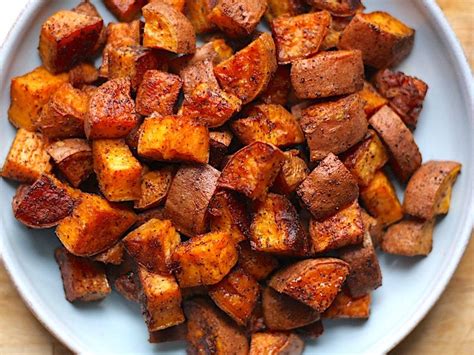 chili-and-garlic-roasted-sweet-potatoes-honest image
