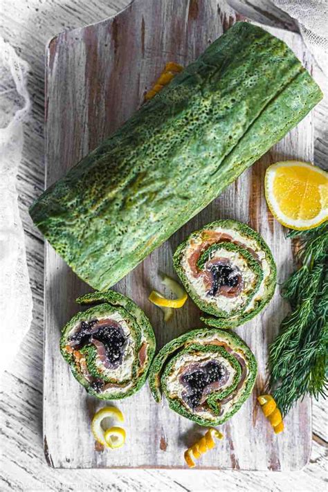 spinach-smoked-salmon-roulade-recipe-with-caviar image