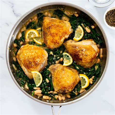 one-pan-lemon-chicken-spinach-and-beans-simply image