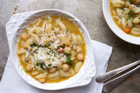 chickpea-vegetable-and-pasta-soup-recipe-saveur image