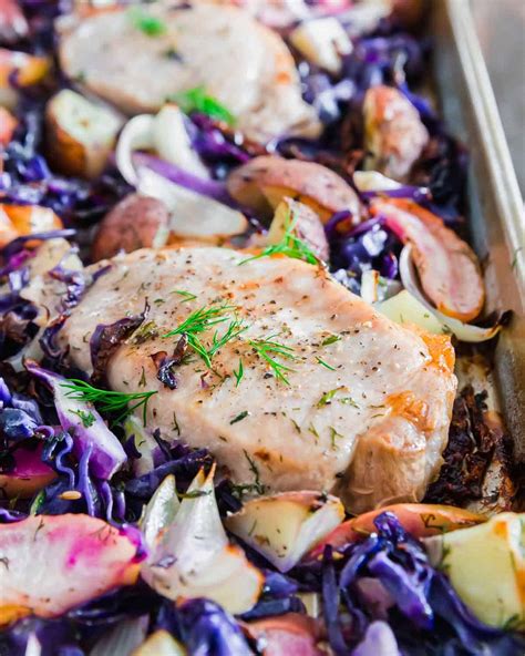 easy-sheet-pan-pork-chops-recipe-with-cabbage image