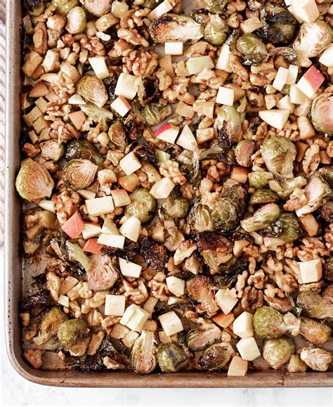 the-best-honey-roasted-brussels-sprouts-with-apples image