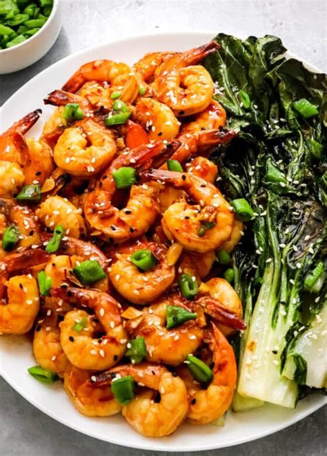 chili-garlic-sheet-pan-shrimp-with-baby-bok-choy image