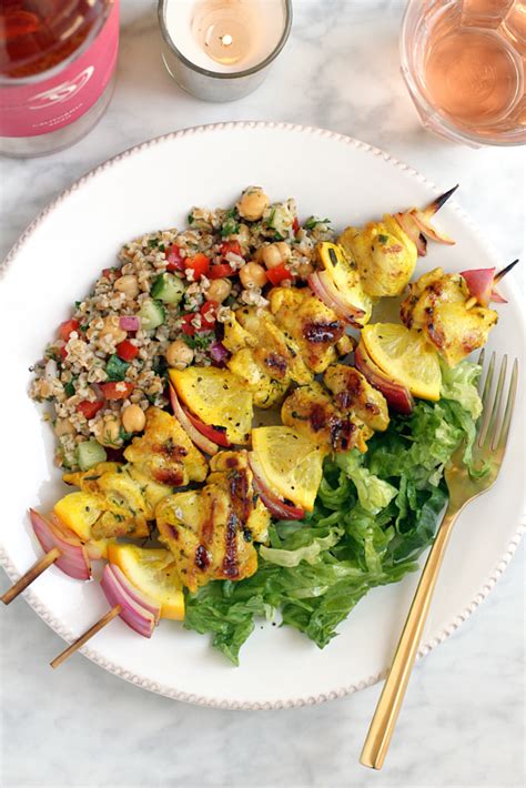 grilled-lemon-chicken-kebabs-with-bulgur-salad-two image