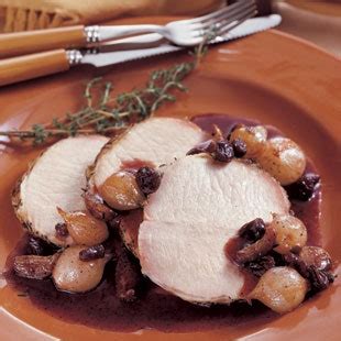 brined-pork-loin-with-onion-raisin-and-garlic-compote image