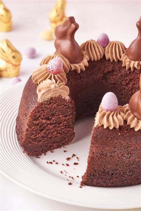 chocolate-easter-bundt-cake-with-bunnies-xoxobella image