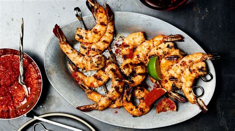 grilled-garlic-and-black-pepper-shrimp-recipe-bon-apptit image