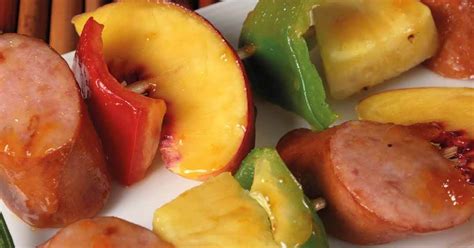 apricot-glazed-smoked-sausage-and-fruit-kabobs image