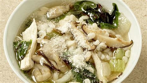 chicken-soup-with-barley-mushrooms-and-greens image
