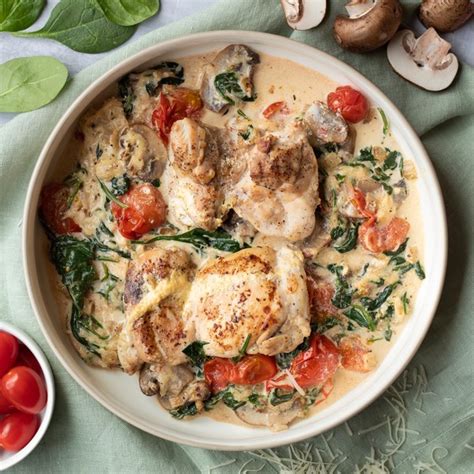 creamy-tuscan-chicken-with-mushrooms-spinach image