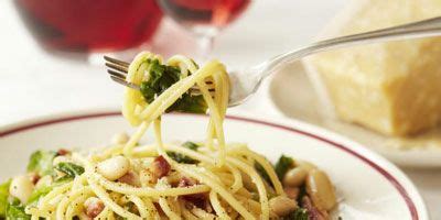 spaghetti-with-pancetta-and-escarole-recipe-good image