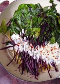 nigel-slaters-beet-leaf-salad-and-grilled-halloumi image